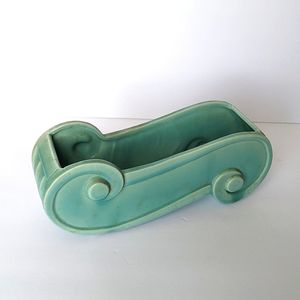 Vintage retro aqua blue ceramic planter.